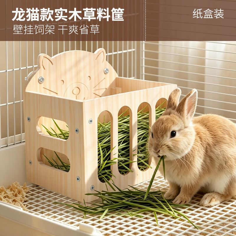 Solid Wood Hay Rack for Guinea Pigs, Chinchillas, and Rabbits