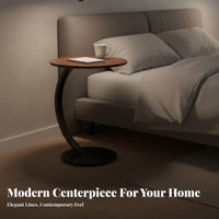 C-Shaped Side Table Minimalist Design C Shaped End Table Space Saving Sturdy Metal Base for Office