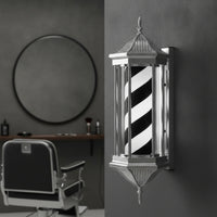 Barber Pole Light Illuminated Barber Pole with Diagonal-Striped Barbershop Sign with Wall Bracket for Barbers, Salon Owners