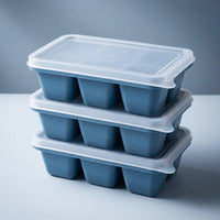 Baby Food and Ice Tray Set for Home Bar, Large Square Cube Tray with Lid and Soft Bottom for Easy Release, Pack of 6 Ice Box, Party Supplies