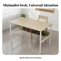 Space Saving Design Simple Writing Desk Easy To Assemble Home Office Study Desk Sturdy and Long-Lasting Metal Frame Study Table Modern Design for Students, Renters, Professionals, Bedroom, Dorm Room