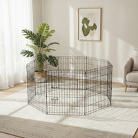 Foldable Pet Enclosure with Door Diy Pet Fence with Gate 8-Panel Wire Playpen Portable for Small Pets, Young Dogs, Rabbits, Indoor, Outdoor, Yard