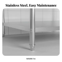 Rust-Resistant Stainless Steel Work Table Easy to Clean Commercial Kitchen Prep Table Versatile Stainless Steel Workbench Waterproof for Restaurant Owners, Professionals, Warehouse, Workshop, Laundry Room, Outdoor