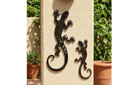 2 Pieces Ornamental Gecko Wall Decor Slim Gecko Sculpture Modern Metal Charming for Patio