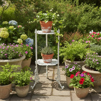 Two-Tier Plant Stand Vintage-Style Metal Botanical Holder Stand Indoor Pot Holder Rack for Patio