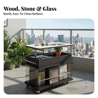 2-Tier Rolling Trolley Light Luxury Design Side Table With casters Multi-Functional for Homeowners, Adults, Small areas, Office