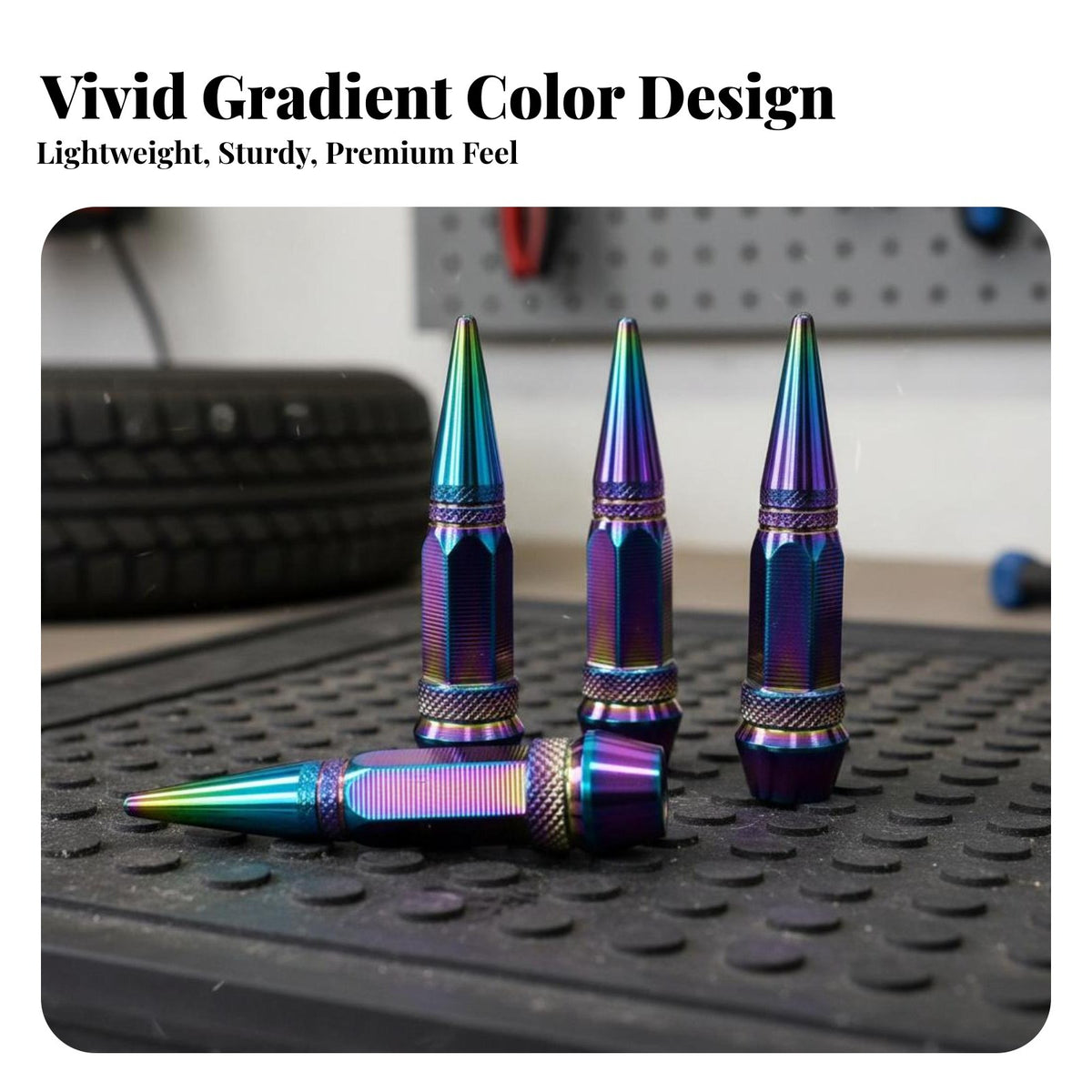 Iridescent Valve Stem Cap Universal Fit Colorful Aluminum Tire Cap Rainbow Color for Motorcycle Motorist S, Cyclists, Exterior Decoration