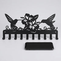 Matte Black Metal Key Holder, Wall Mount Key Organiser with 10 Hooks, Screw Mount Key Hanger for Entryway, Contemporary Design