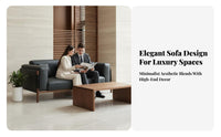 Upholstered Wood Frame Sofa New Chinese design Upholstered Settee with Wood Legs Modern Minimalist Design Reception Seating for Homeowners, Hotel Lobby