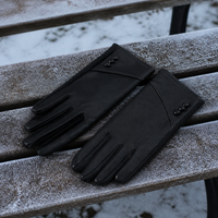 Women's Warm PU Leather Touchscreen Gloves for Winter Driving & Cycling