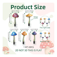5 Pieces Toadstool Garden Stakes Printed Garden Stake Lightweight for Homeowners