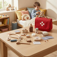 Wooden Physician Role-Play Set Easy to Store Medical Role-Play Children's Plaything Plaything for Children