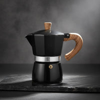 Wood Handle Coffee Pot Portable Italian Coffee Pot Stovetop Espresso Brewer Fast Heating Kitchen Appliance Multi-Use for Campers