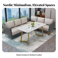 Nordic Design Negotiation Table and Sofa Set Long-Lasting Reception Seating Sturdy Construction Commercial Furniture High-Density Foam Cushion for Business Owners, Interior Designers, C Cream Ee Shop, Beauty Salon, Waiting Room, Lounge