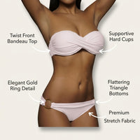 Women's Solid Color Bikini Set with Split Design, European Style Padded Top for Support and Comfort, Durable Polyester and Spandex for Water Sports