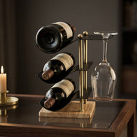Decorative Bottle Display Stand Vintage Freestanding Beverage Stand Artistic 3-Bottle Beverage Rack for Entryway, Dining Room
