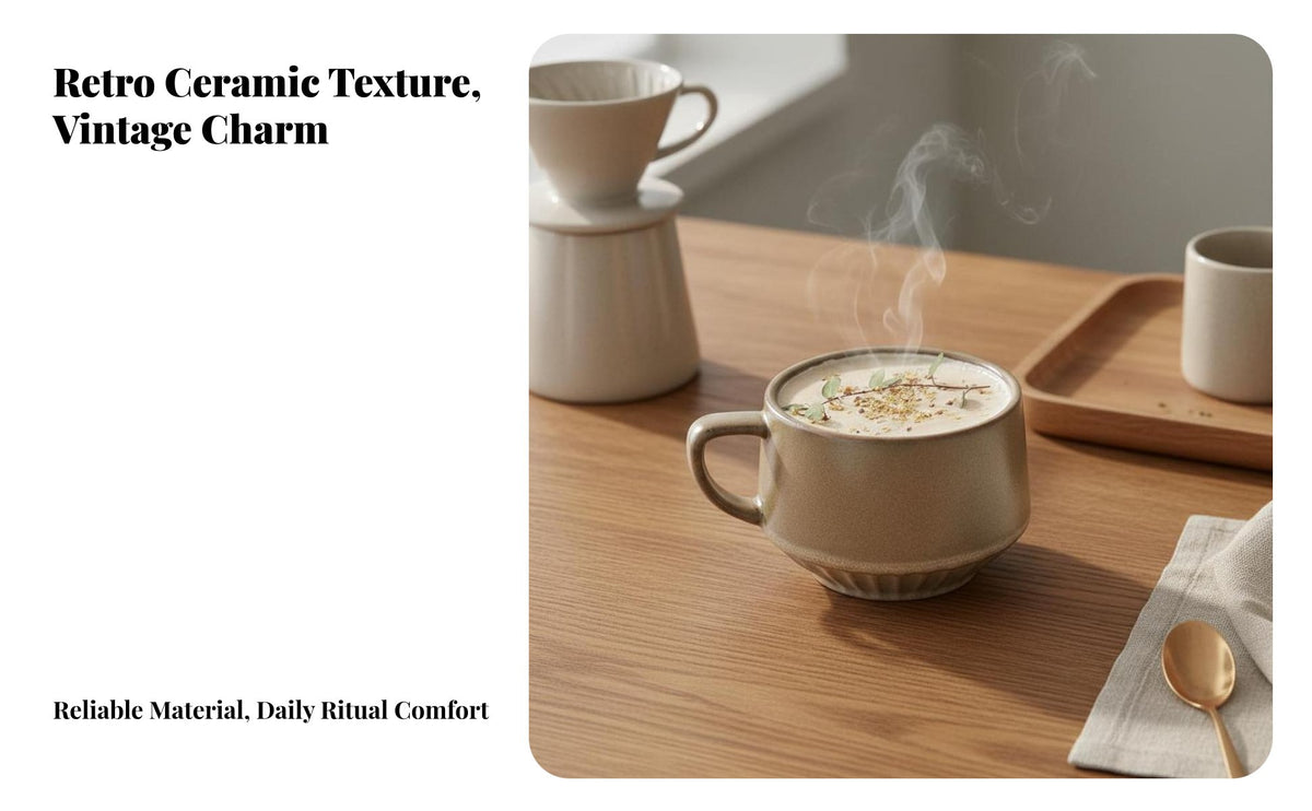 Kiln-Altered Glaze Retro Ceramic Coffee Cup Ideal Gift Vintage Coffee Cup Saucer Set New Chinese Design for Coffee Professional S, Adults