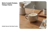 Kiln-Altered Glaze Retro Ceramic Coffee Cup Ideal Gift Vintage Coffee Cup Saucer Set New Chinese Design for Coffee Professional S, Adults
