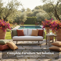 4 Pieces Nordic design 4-Piece Woven Conversation Set Weather-Resistant Outdoor Furniture sturdy Construction Patio Seating Includes pads for Garden fans, Homeowners, Entertainers, Sunroom, Balcony, rearyard, water's edge