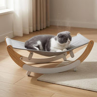 Cat Rocking Chair Japanese Style Wooden Cat Hammock Wear Resistant Animal Furniture for Indoor