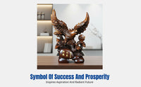 Resin Wood Grain Eagle Sculpture, Ascending Eagle Figurine, Auspicious Office Desk Decor, Chinese Style Ornament