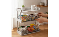Tea Storage Container with Drawer Transparent 3 Layer Storage Rack Compact Desktop Rack with Drawers for Office Breakroom