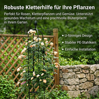 U-shaped Metal Trellis, 30cm, Black Trellis with Flower Top, Freestanding Plant Support, Rose Arch for Climbing Roses & Clematis