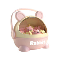 20 Pieces Molded Plastic Rabbit Toy Clear Front Cover Press-Spring Toy Ear Handles Rabbit Storage Box