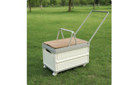 Rolling Storage Box with Wood Lid Wheeled Storage Chest with Handle Rugged for  , Picnic