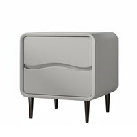Modern Design Fluted Drawer Nightstand Sturdy Construction Wavy Front Cabinet Rounded Corners Bedside Table Ample Storage for Design Enthusiasts, Apartment Dwellers, Homeowners, Hallway, Home Office