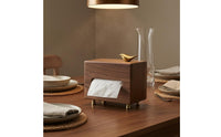 Walnut Tissue Box Cover Conical Feet Home Decor Storage Rustic Charm