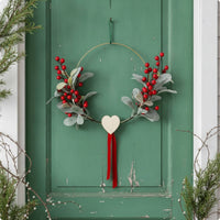 Wreath with Heart Ornament Decorative Wreath with Hanging Loop Low Maintenance Decor for Door