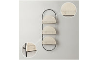 Magazine Rack with Cane Shelves Boho Wall-Mounted Magazine Rack Space-Saving