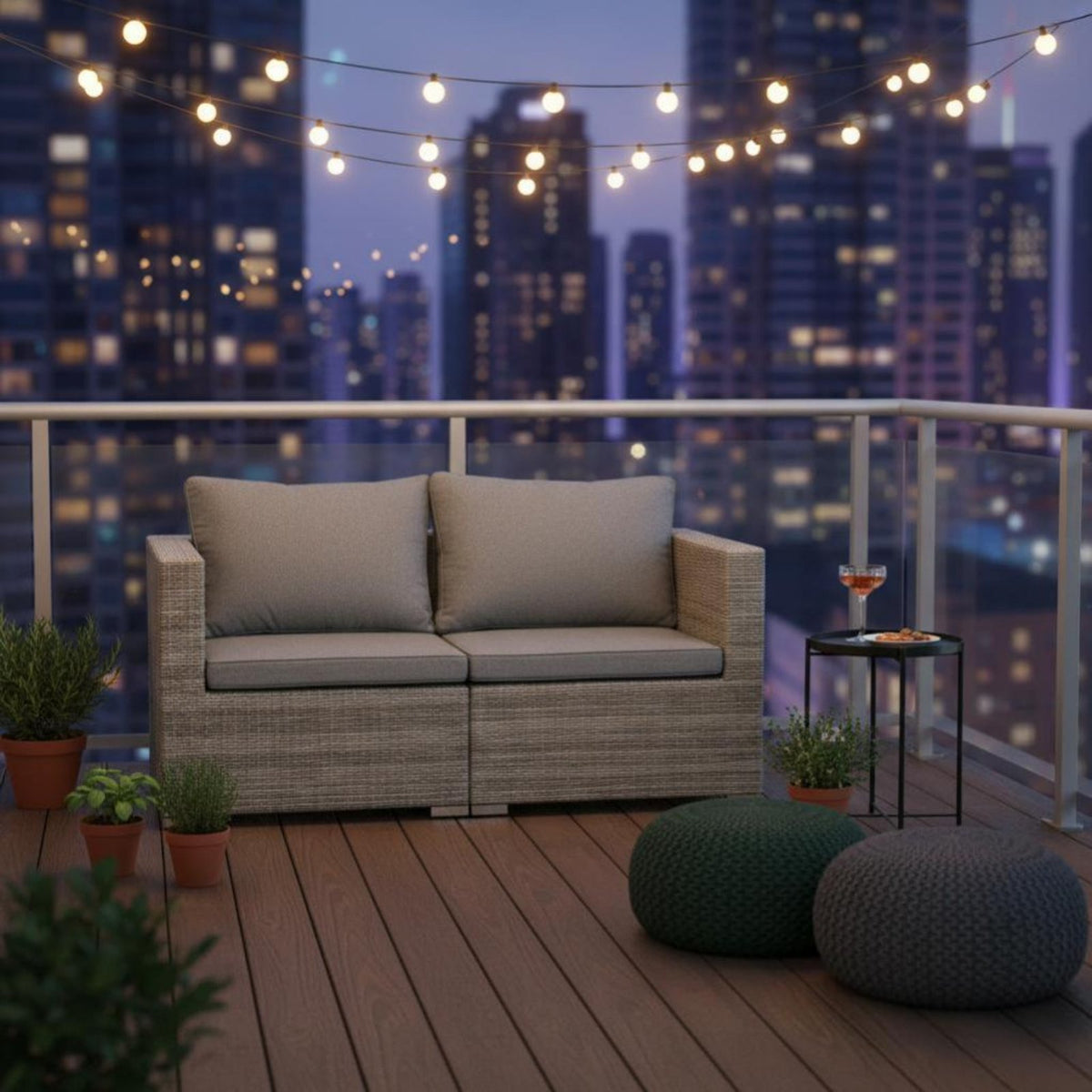 4 Pieces Weather-Resistant 4-Piece Woven Seating collection long-lasting Frame Patio Conversation Set Thick paddings Outdoor Furnishing Easy to Clean for Garden aficionados, hosts, Terrace, Backyard, Balcony, pool area
