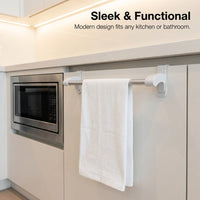 Bedroom & Kitchen Towel Rail, Stainless Steel Over the Door Bar for Students, No-Drill Hanger for Cabinet Storage, Drying Rack
