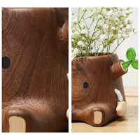 Wooden Pen Holder Solid Wood Stump Pen Holder Wooden Desk Organizer Carved Container Charming for Students, Office, Study