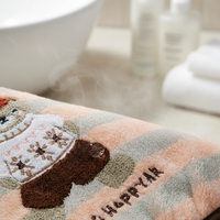 Cartoon Coral Fleece Hair Drying Towel with Embroidery, Super Absorbent Quick Dry Turban