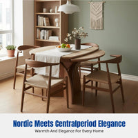 Travertine Sintered Stone Dining Table, Walnut Finish, centralvintage, Extendable, Transformable Round Table, Multi-Functional, Sturdy, Modern