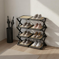 Accordion Shoe Stand Installation Foldable Shoe Rack Space Saving for Entryway, Dorm Room, Closet