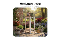 Rustic Design 2-Tier Plant Stand Indoor & Outdoor Use Two-Tier Console Table Weather-Resistant Flower Pot Holder Vintage Look for Decor Enthusiasts, Homeowners, Decorators, Balcony, Living Room, Corner, Entryway