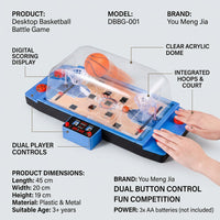 Desktop Basketball Game Parent-Child Interactive Tabletop Basketball Game Portable 2 Player Against Toy for Kids, Family, Party, Office Desk