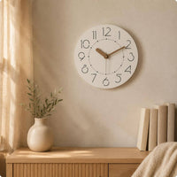 Cream Decorative Wall Clock No Tools Required Install Silent Wall Clock Minimalist Design Room Decoration