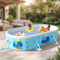 No-Assembly Foldable Pool with Support Legs Easy Setup Collapsible Swimming Pool Stable Compact for Backyard