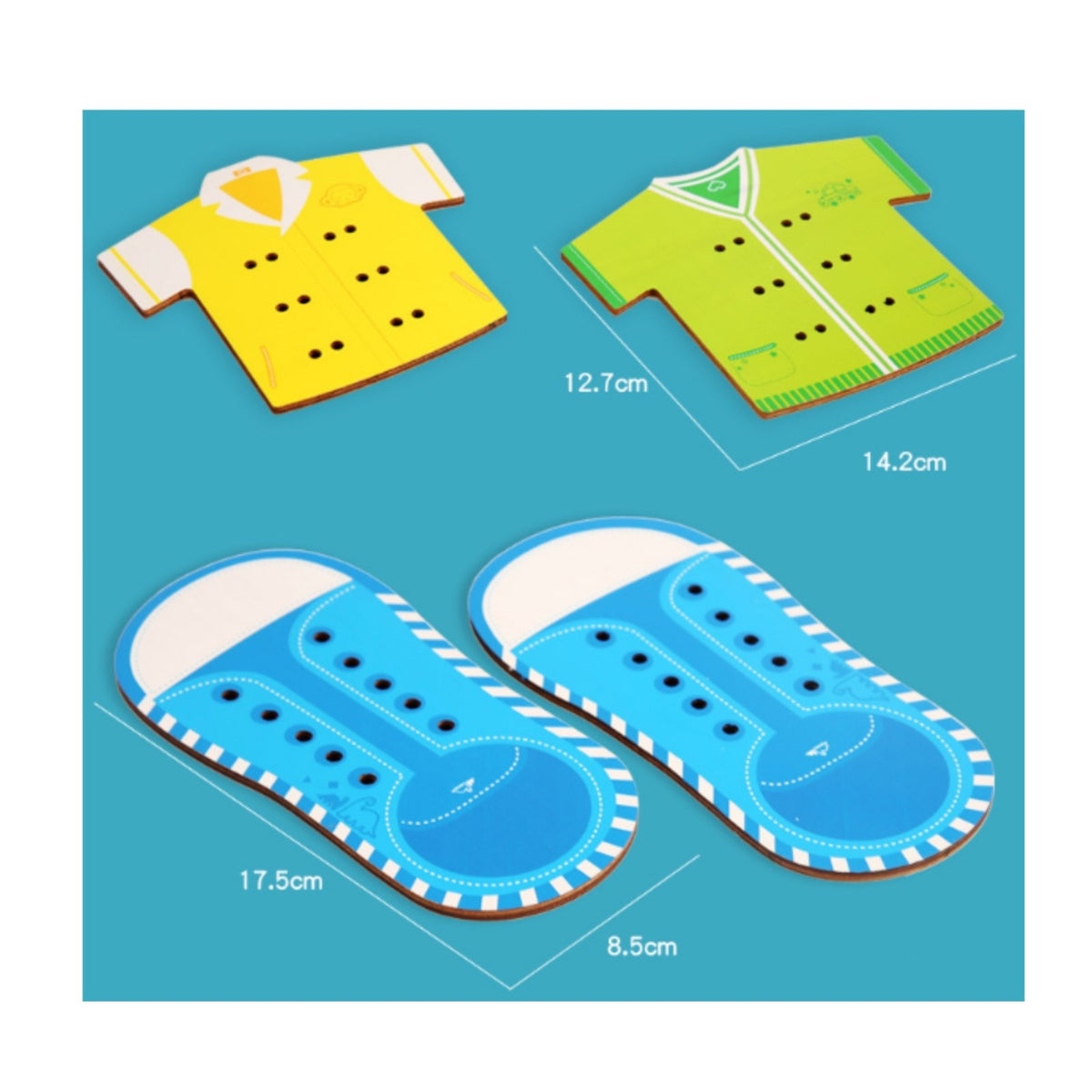 Fine Movement Skills Development Wooden Lacing Game Educational 4 in 1 Lacing Board Set Hand-Eye Coordination for Preschoolers, Kids