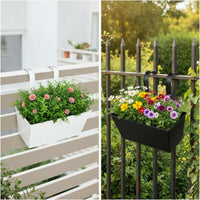 3 Pieces Railing Planter with Hooks Outdoor Flower Pot Deck for Gardeners