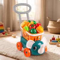 Play Shopping Cart with Food Imaginative Elephant Push Cart Rounded