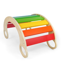 Wooden Rainbow Rocking Chair for Kindergarten Interactive Toy Multi-functional Indoor Sensory Training Balance Board Climbing Frame