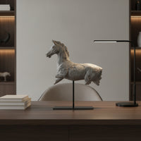 Horse Sculpture with Stand Galloping Tabletop Horse Statue Resin Decor for Art Collectors, Console Table, Bookshelf