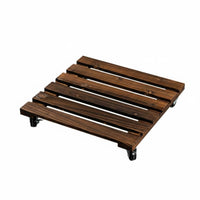 Square Wooden Plant Stand with Wheels Versatile Square Planter Trolley Sturdy Duty Plant Wheeled Base Anti for Patio