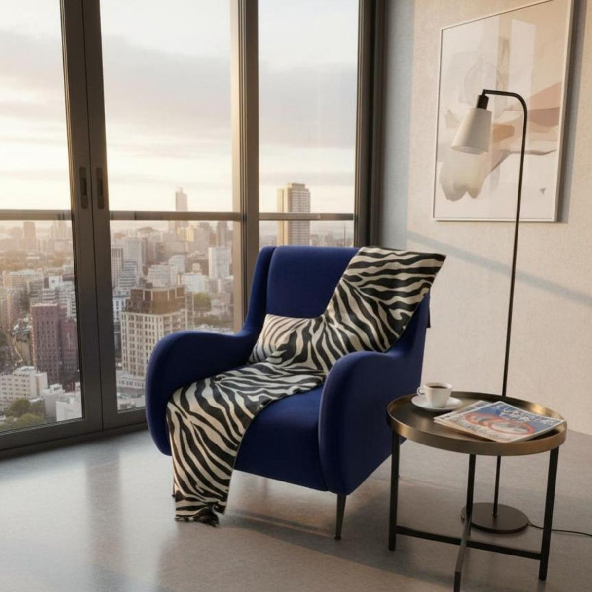 Houndstooth Armchair Nordic Design Upholstered Club Chair Retro & Look Long-Lasting Construction for Homeowners, Balcony